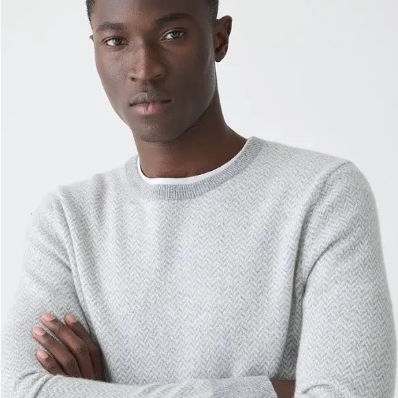 J Crew Cashmere Herringbone Jacquard Crewneck Sweater Men’s Size M Quiet Luxury - Picture 5 of 14